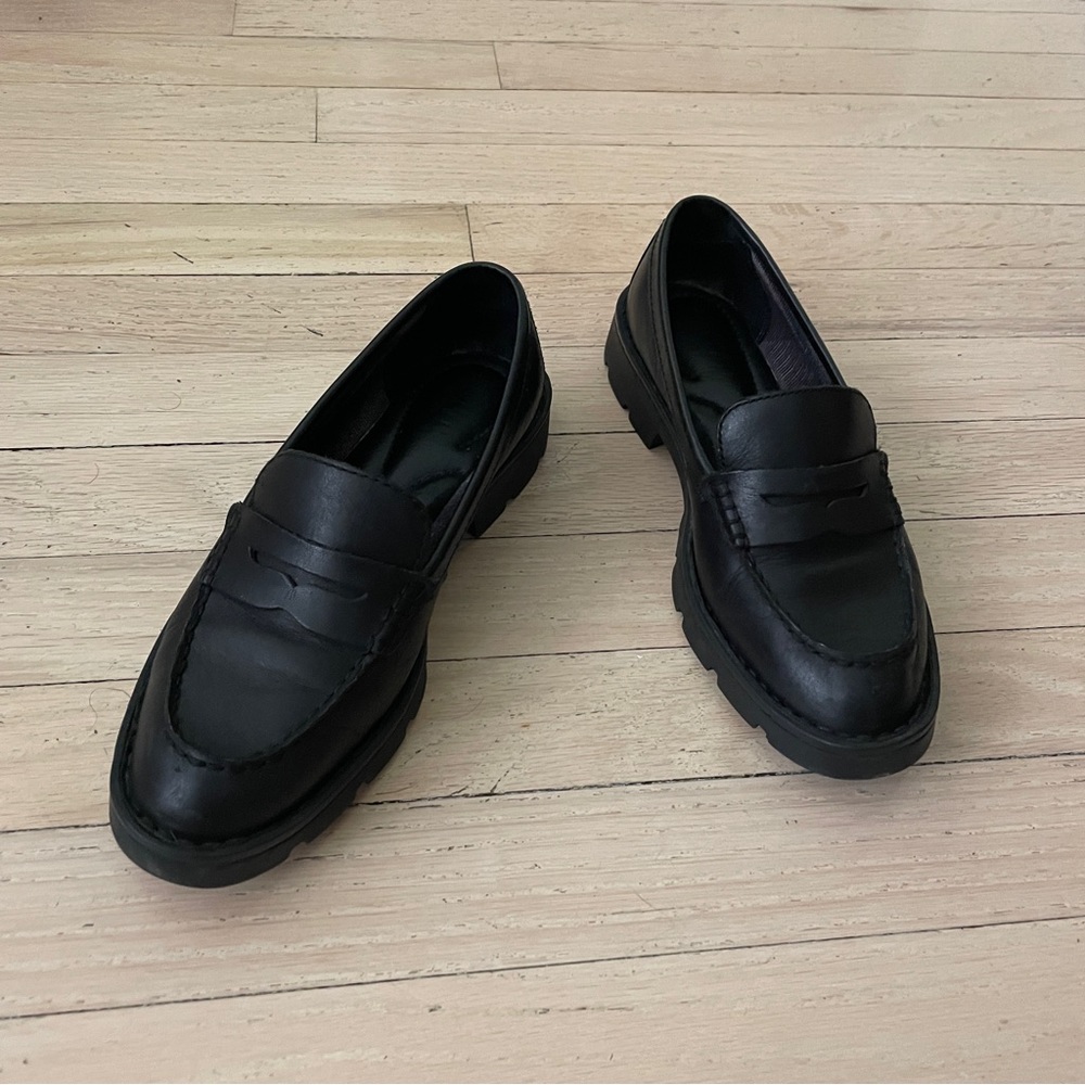 Born Black Leather Penny Loafers